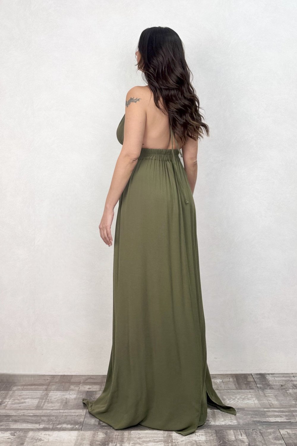 Blanca Lilith Maxi Elbise -Sage Olive Haki Yeşil