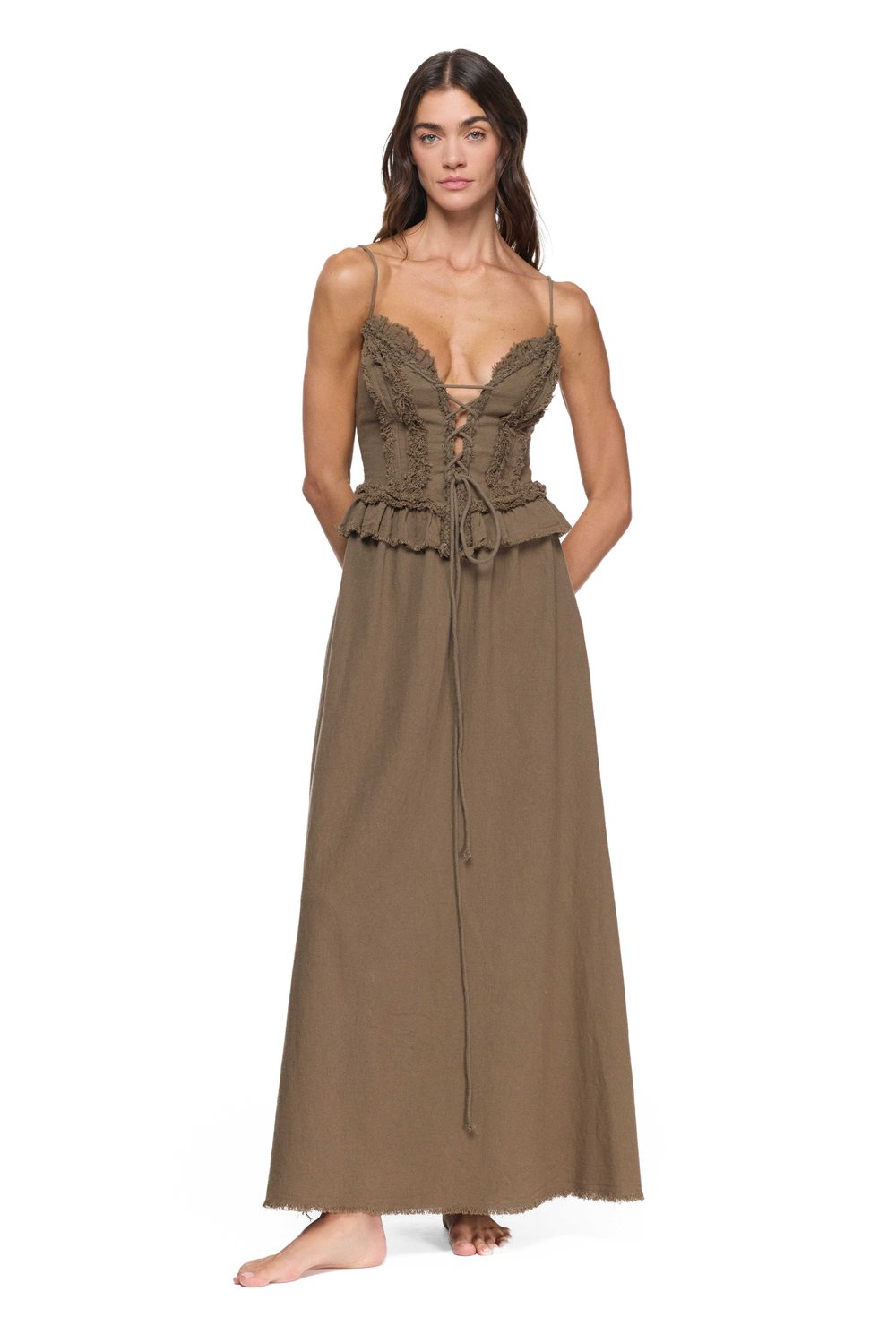 Blanca Gaia Simya Elbise - Neutral Brown Doğal Kahve