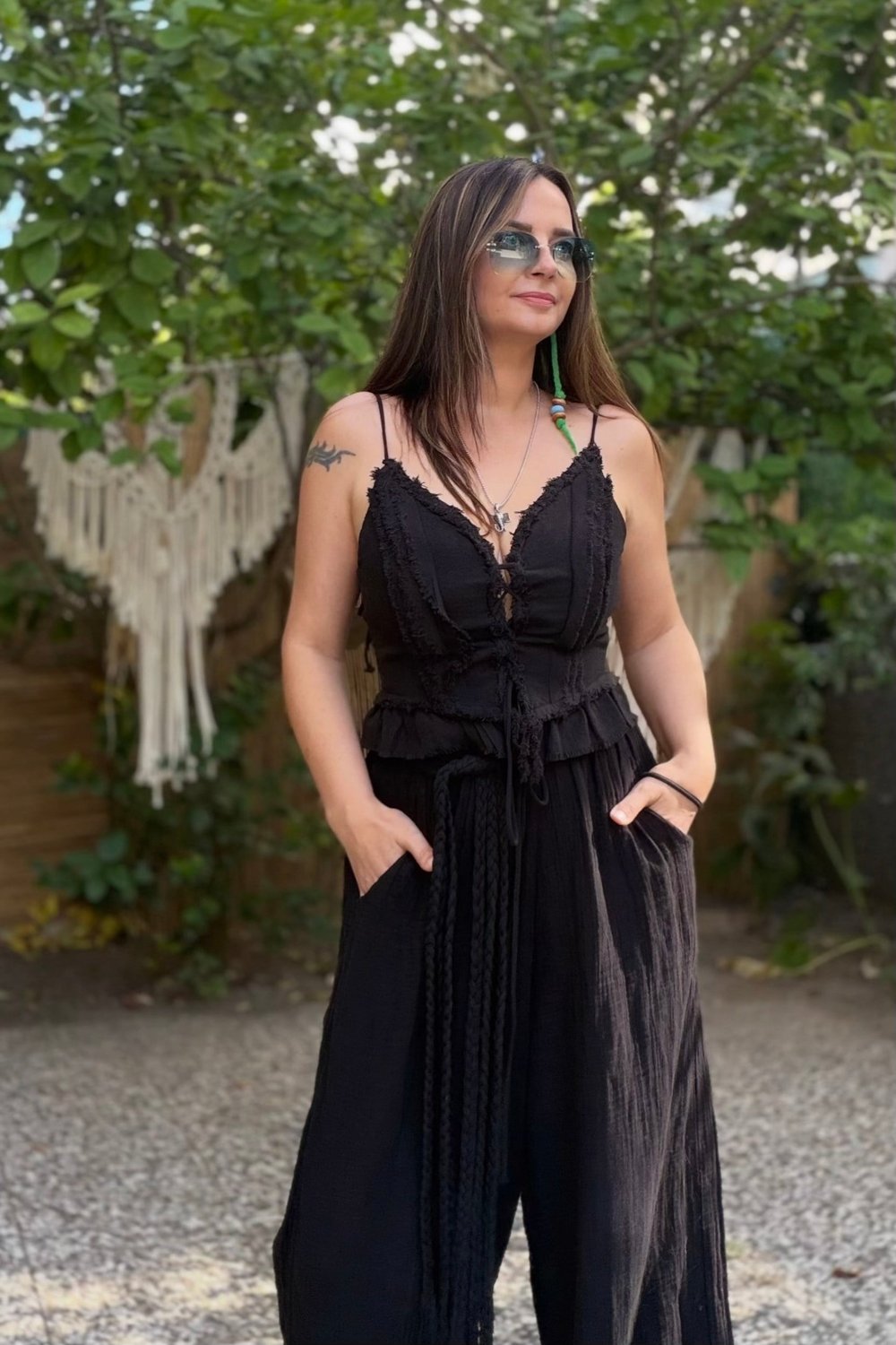 Blanca Gaia Simya Korse Bluz - Siyah