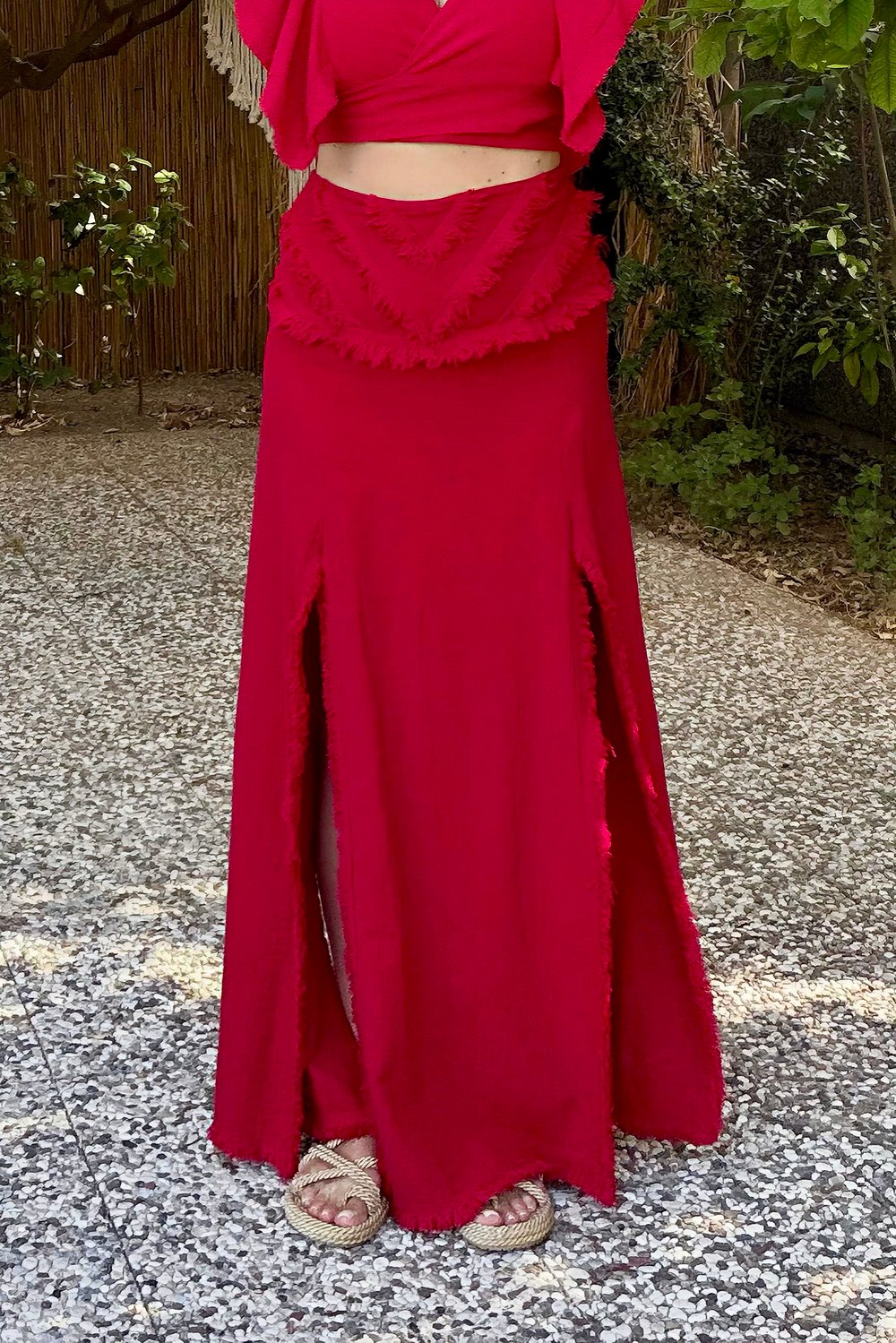 Blanca İda Kemer Detaylı Etek - Barbados Cherry Vişne