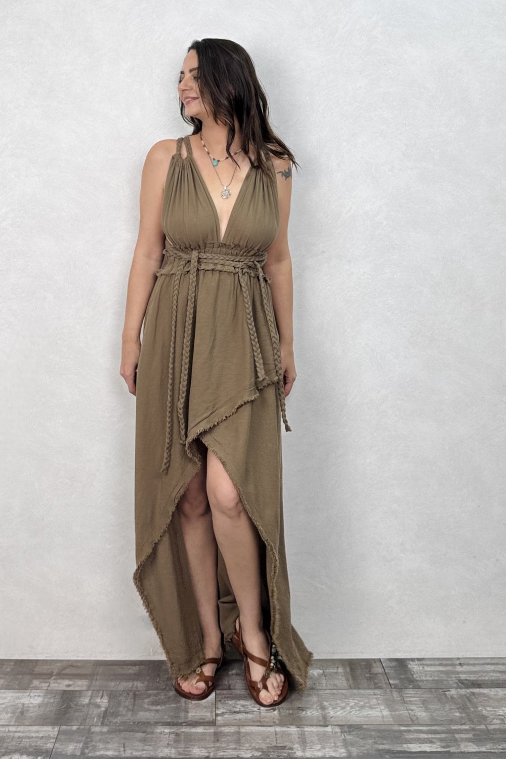 Blanca Lykia  Elbise - Neutral Brown Doğal Kahve