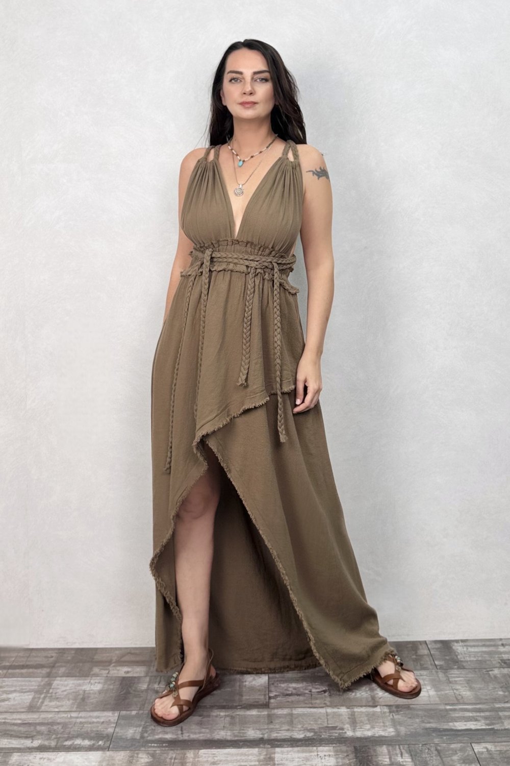 Blanca Lykia  Elbise - Neutral Brown Doğal Kahve
