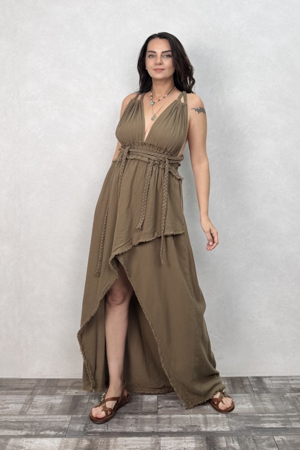 Blanca Lykia  Elbise - Neutral Brown Doğal Kahve
