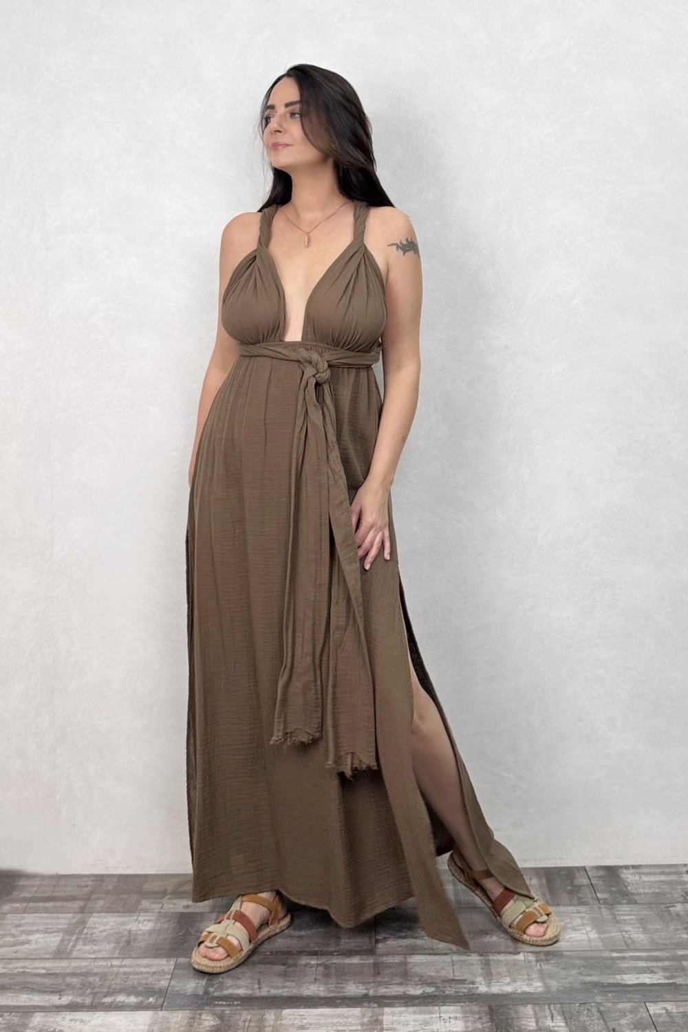 Blanca Meis Elbise - Neutral Brown Doğal Kahve