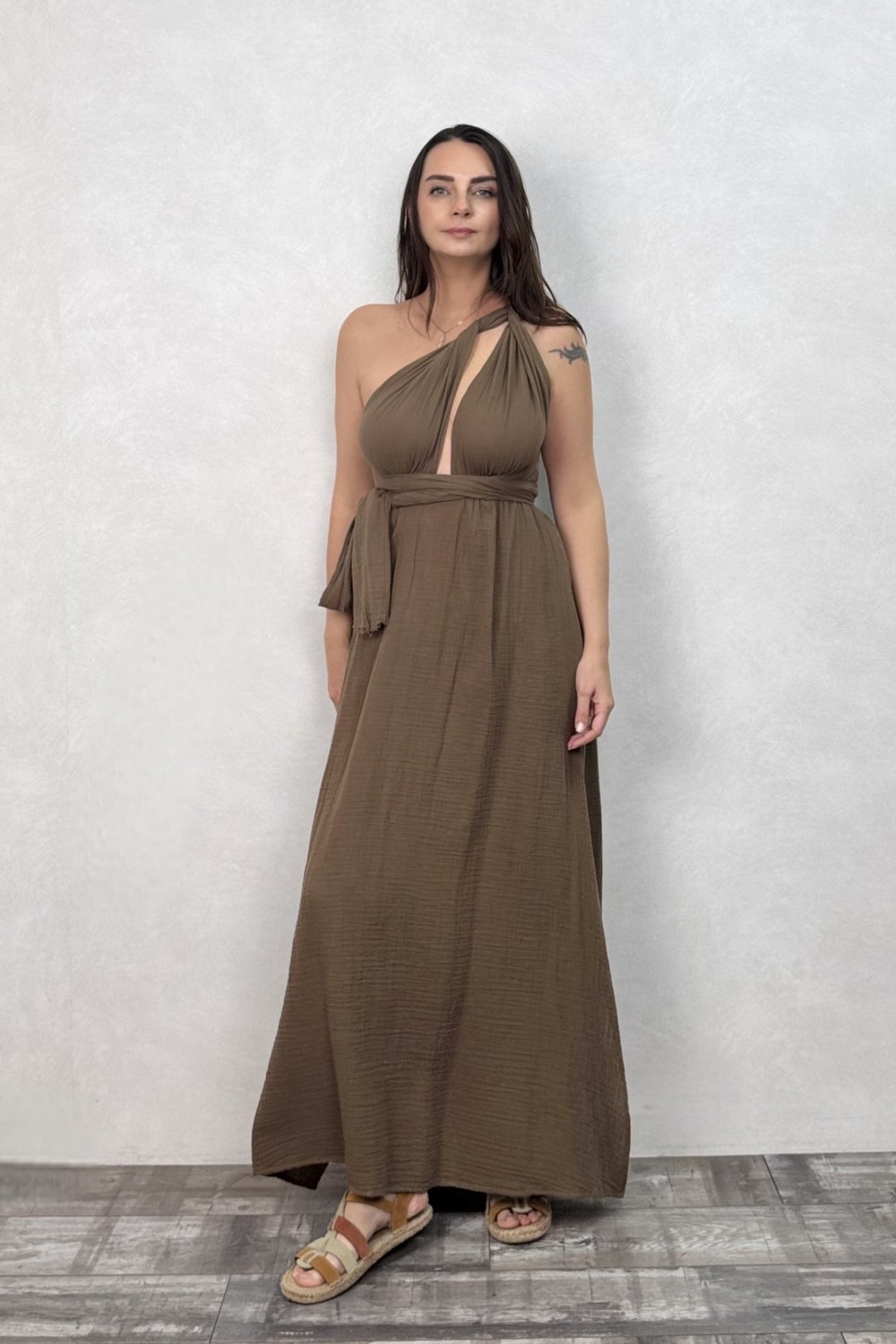 Blanca Meis Elbise - Neutral Brown Doğal Kahve