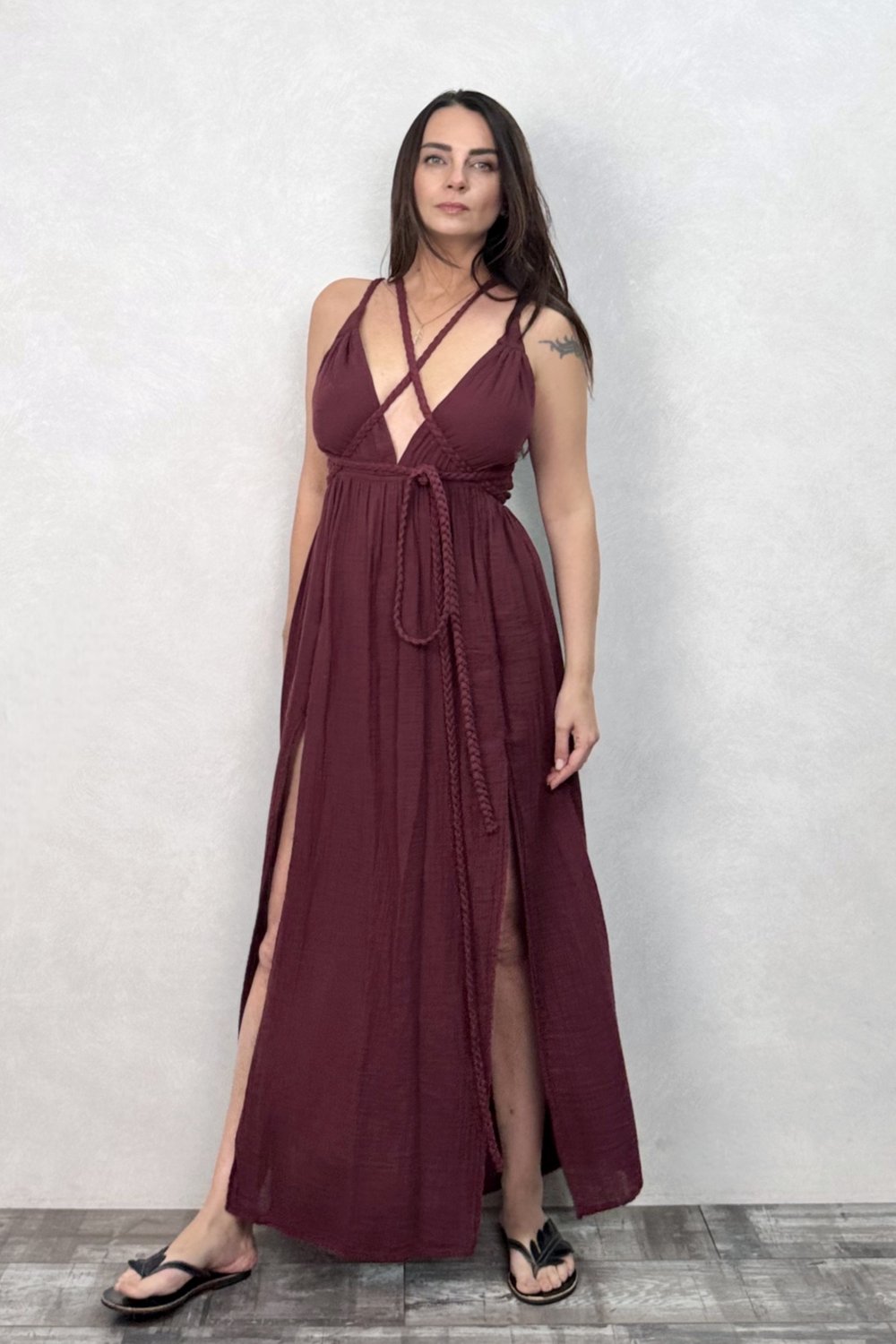 Blanca Niobe Elbise - Ruby Wine Bordo