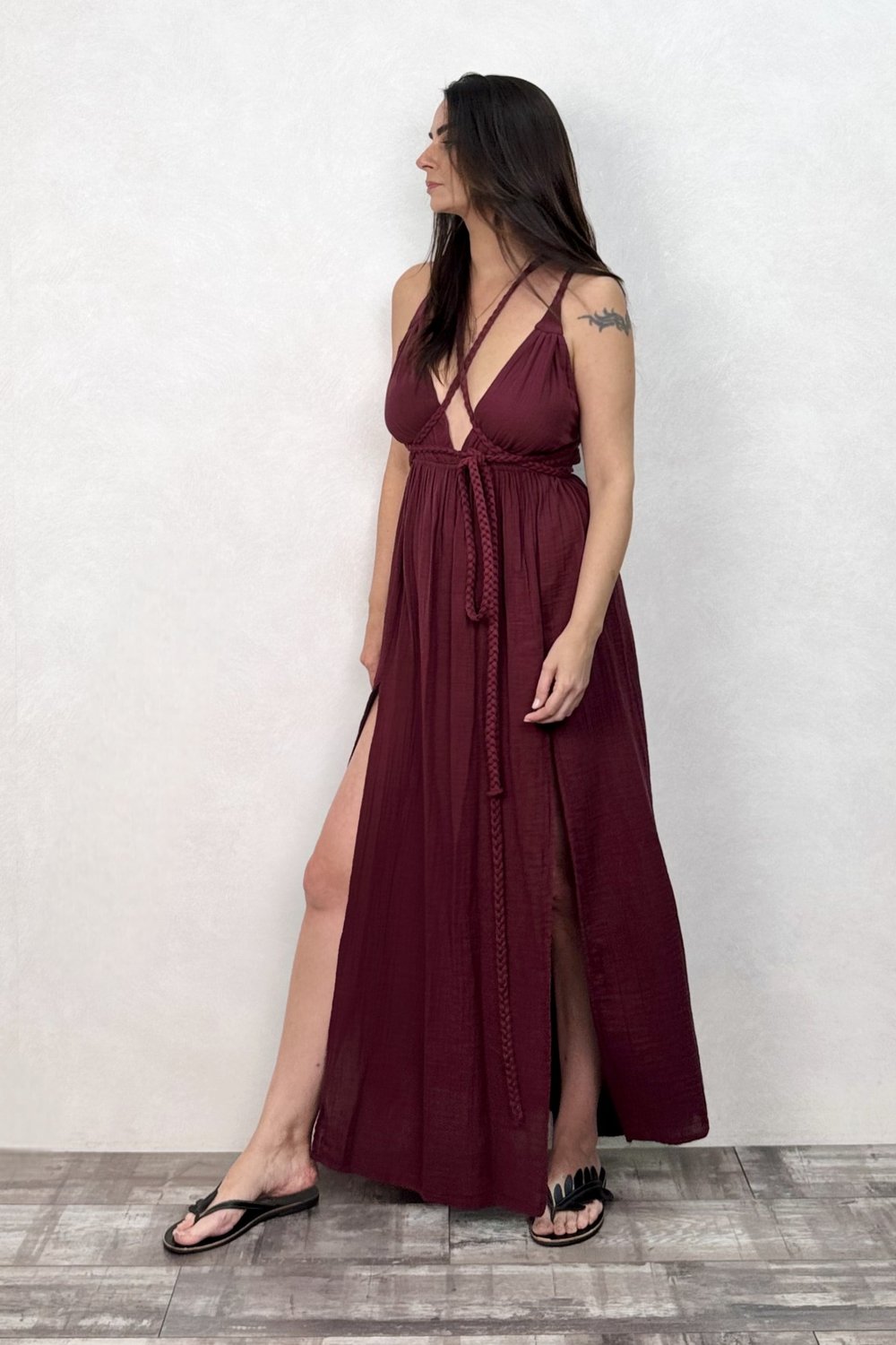 Blanca Niobe Elbise - Ruby Wine Bordo
