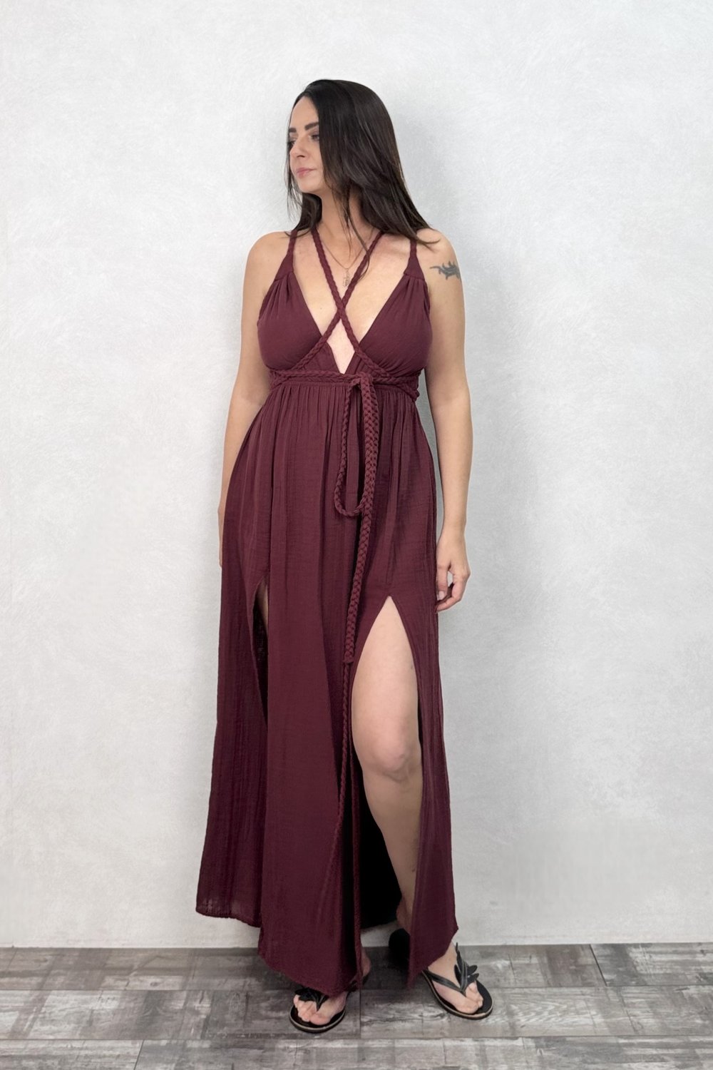 Blanca Niobe Elbise - Ruby Wine Bordo