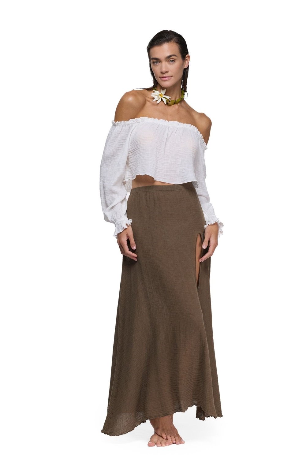 Blanca Rhodos Natura Etek -Neutral Brown Doğal Kahve