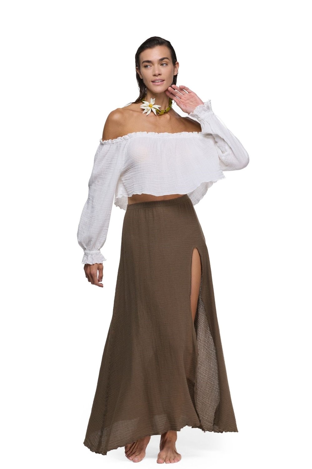 Blanca Rhodos Natura Etek -Neutral Brown Doğal Kahve