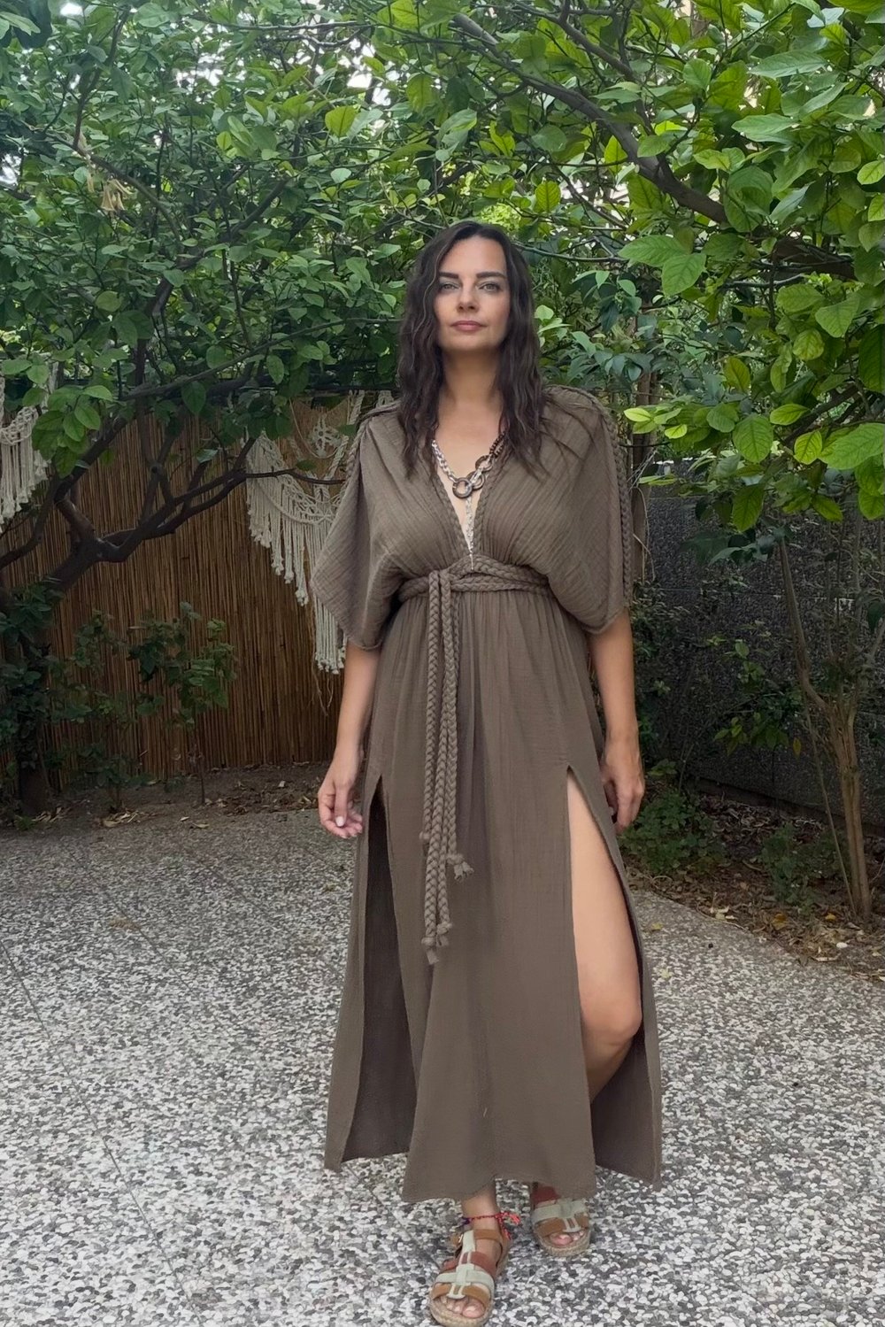 Blanca Selene Elbise - Neutral Brown Doğal Kahve