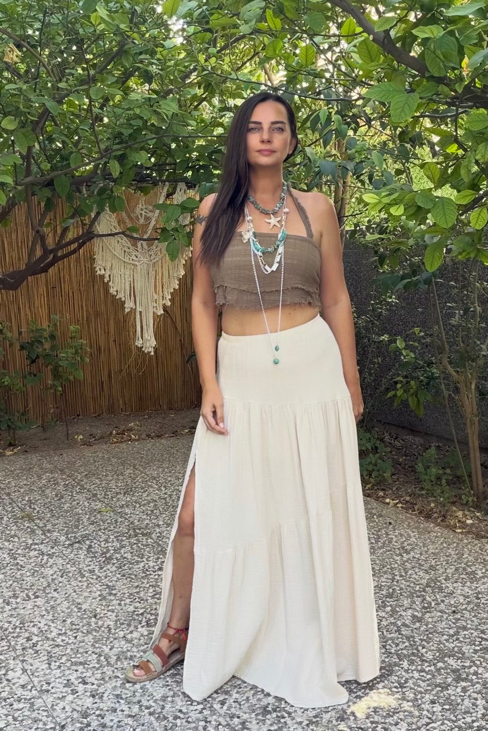 Blanca Vialis Bağlamalı Crop Top -Neutral Brown Doğal Kahve