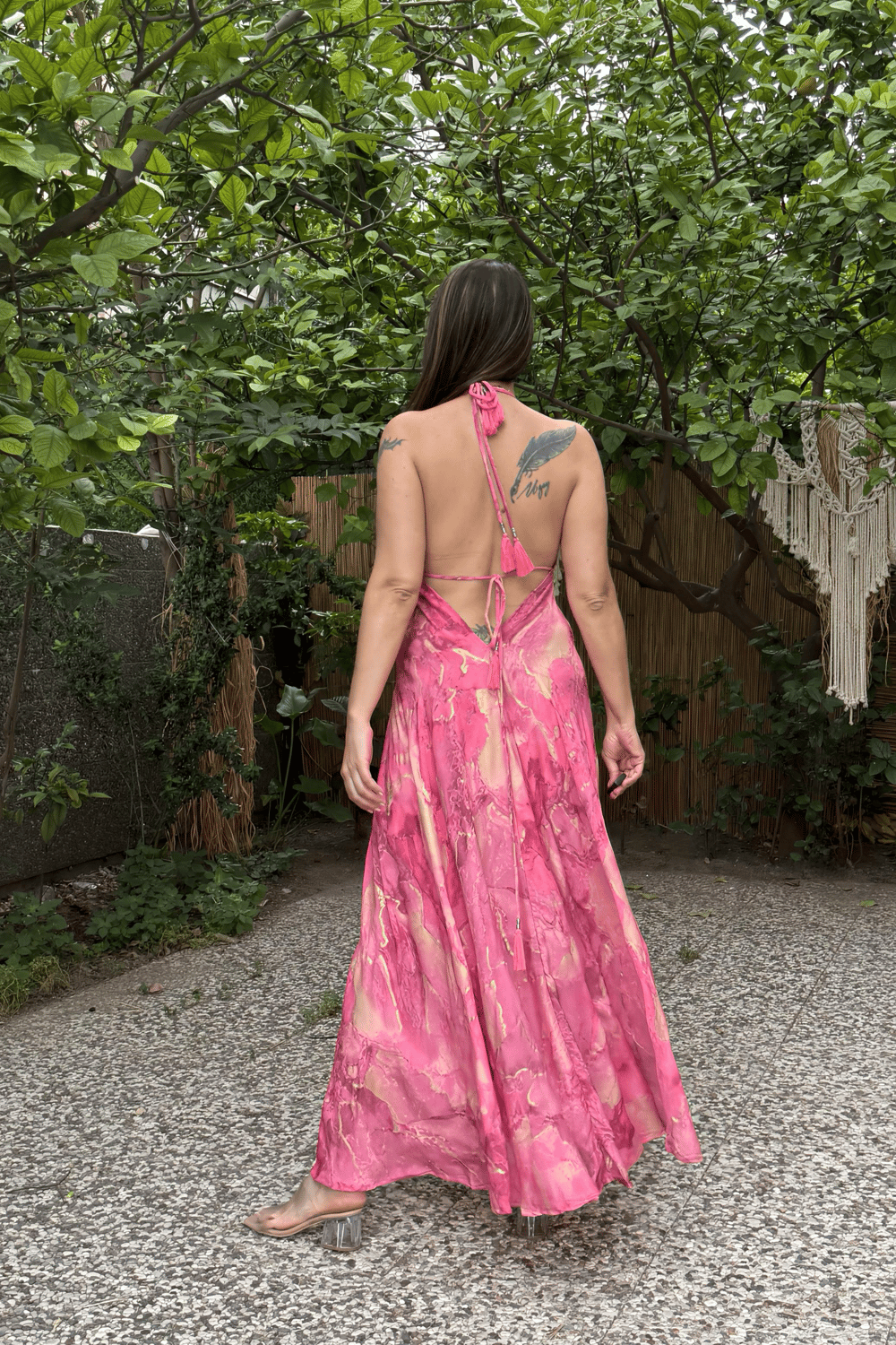 Dalia İpek Elbise -pembe Gold