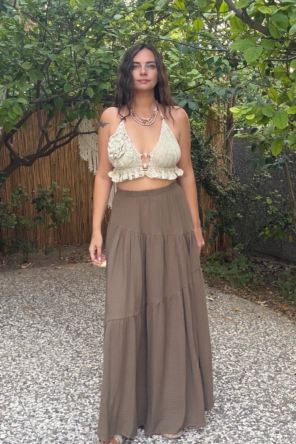 Dione Müslin Etek  - Neutral Brown Doğal Kahve