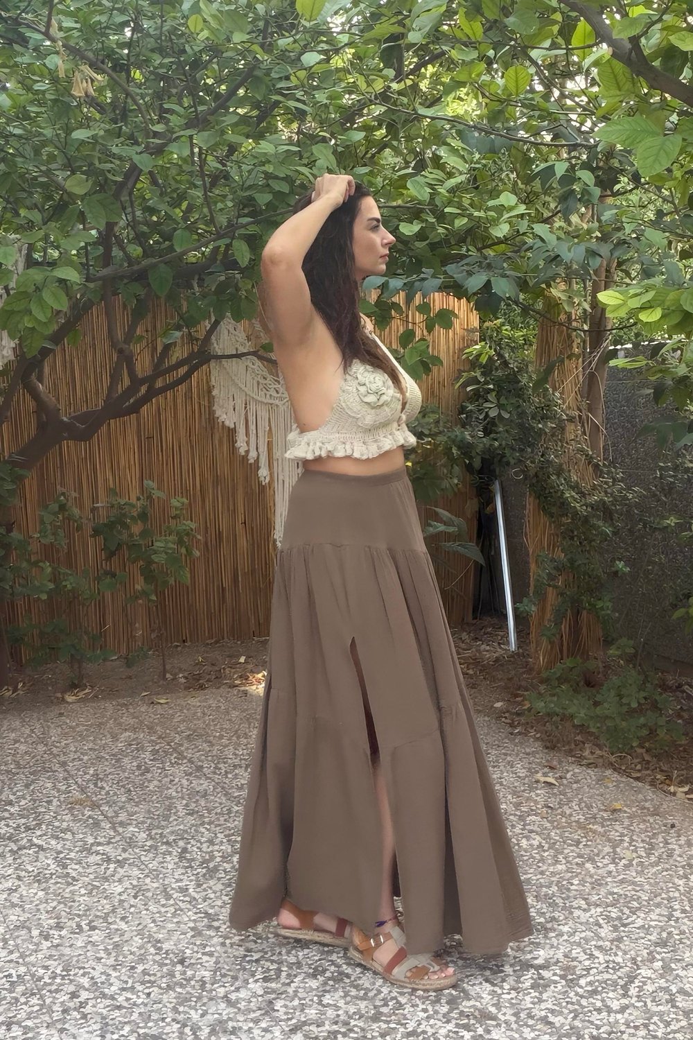 Dione Müslin Etek  - Neutral Brown Doğal Kahve
