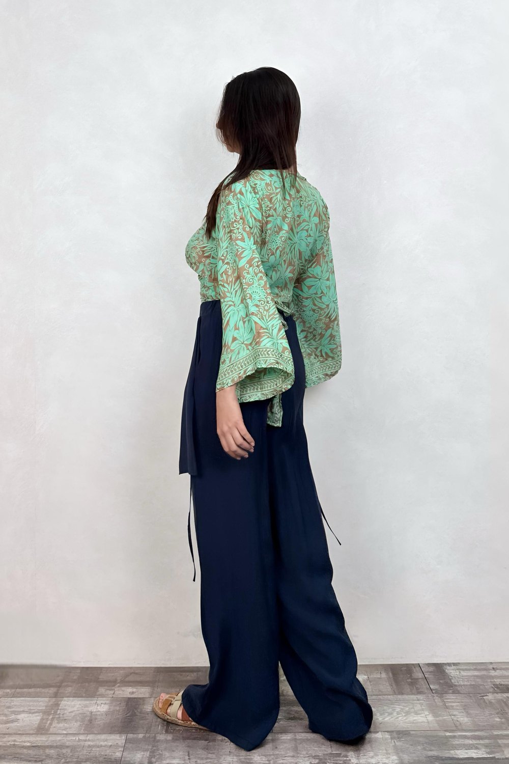 Düz Kol İpek Bolero Bluz - Mint