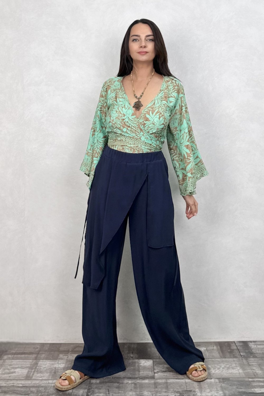 Düz Kol İpek Bolero Bluz - Mint