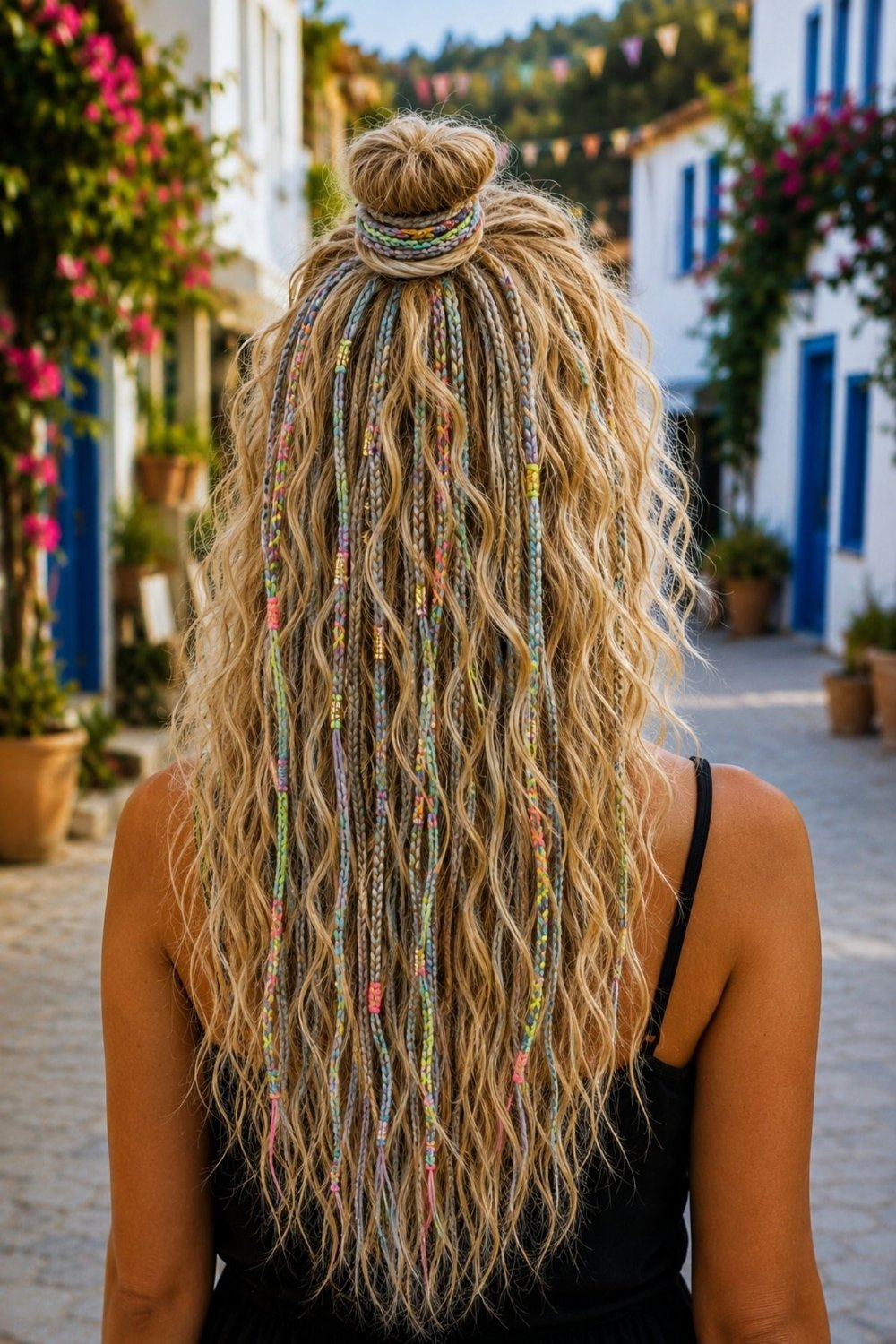 El Yapımı Afro Neon Boncuklu Saç Tokası - Gri 