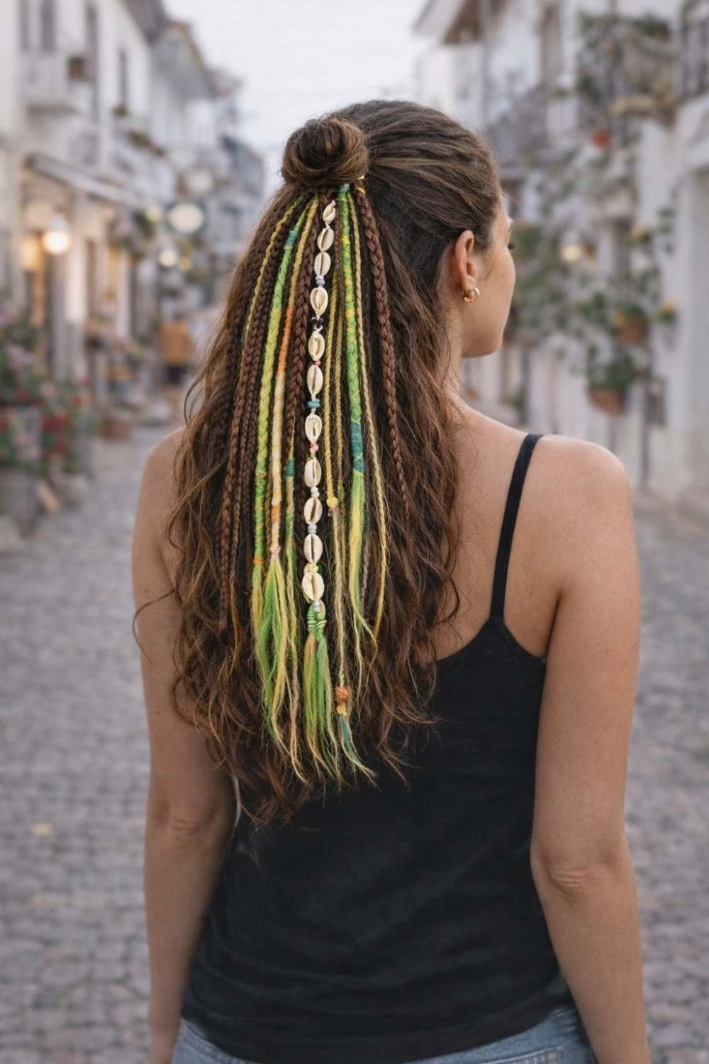 El Yapımı Afro Rasta Saç Tokası - Kahve Yeşil