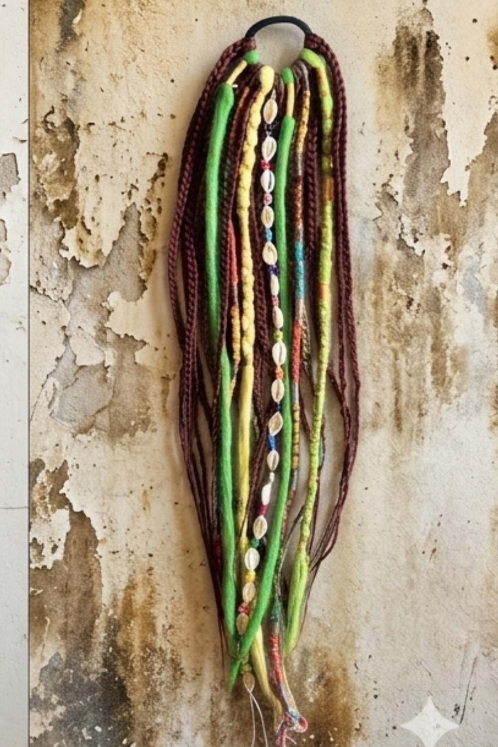 El Yapımı Afro Rasta Saç Tokası - Kahve Yeşil
