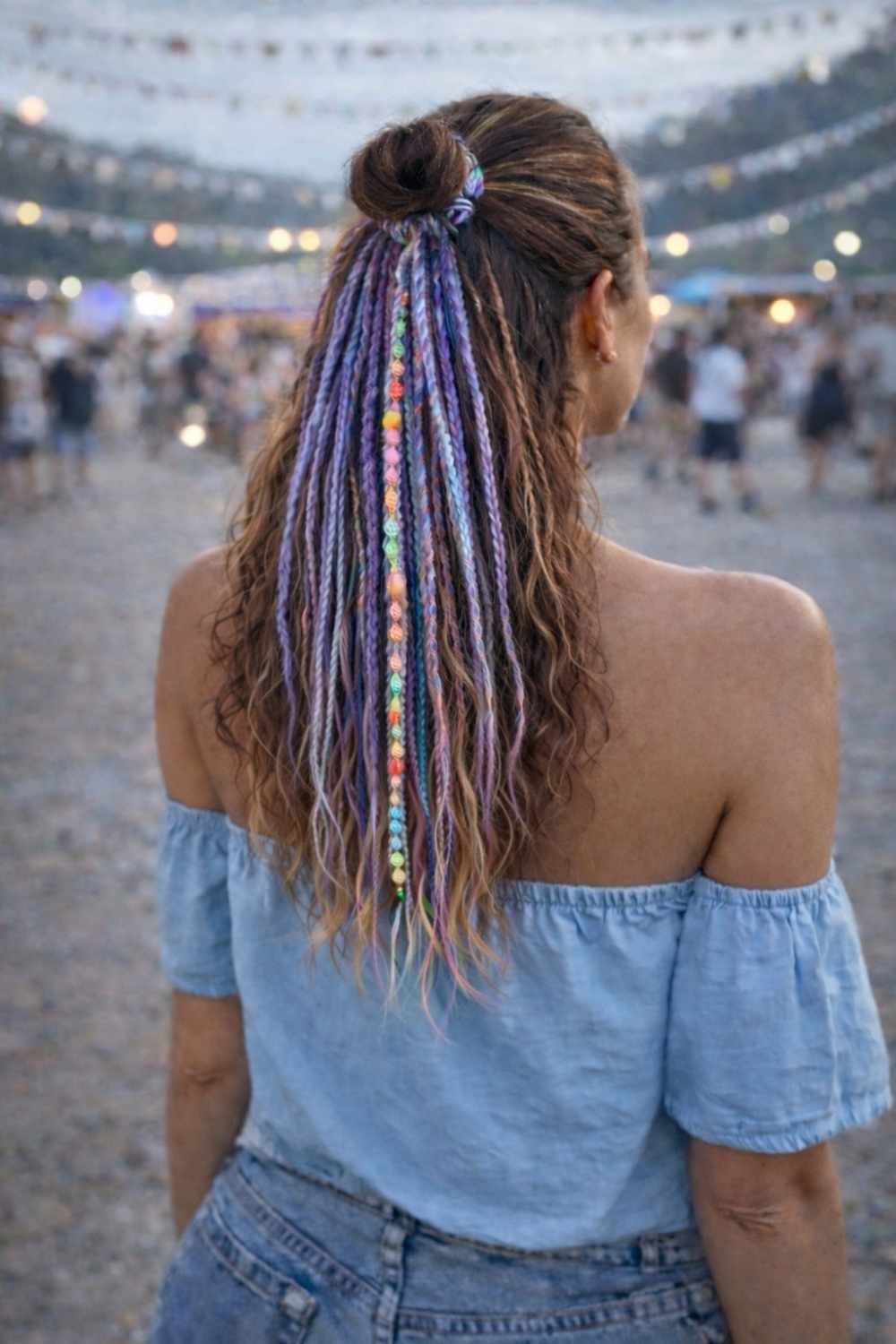 El Yapımı Afro Boncuklu Saç Tokası - Lila