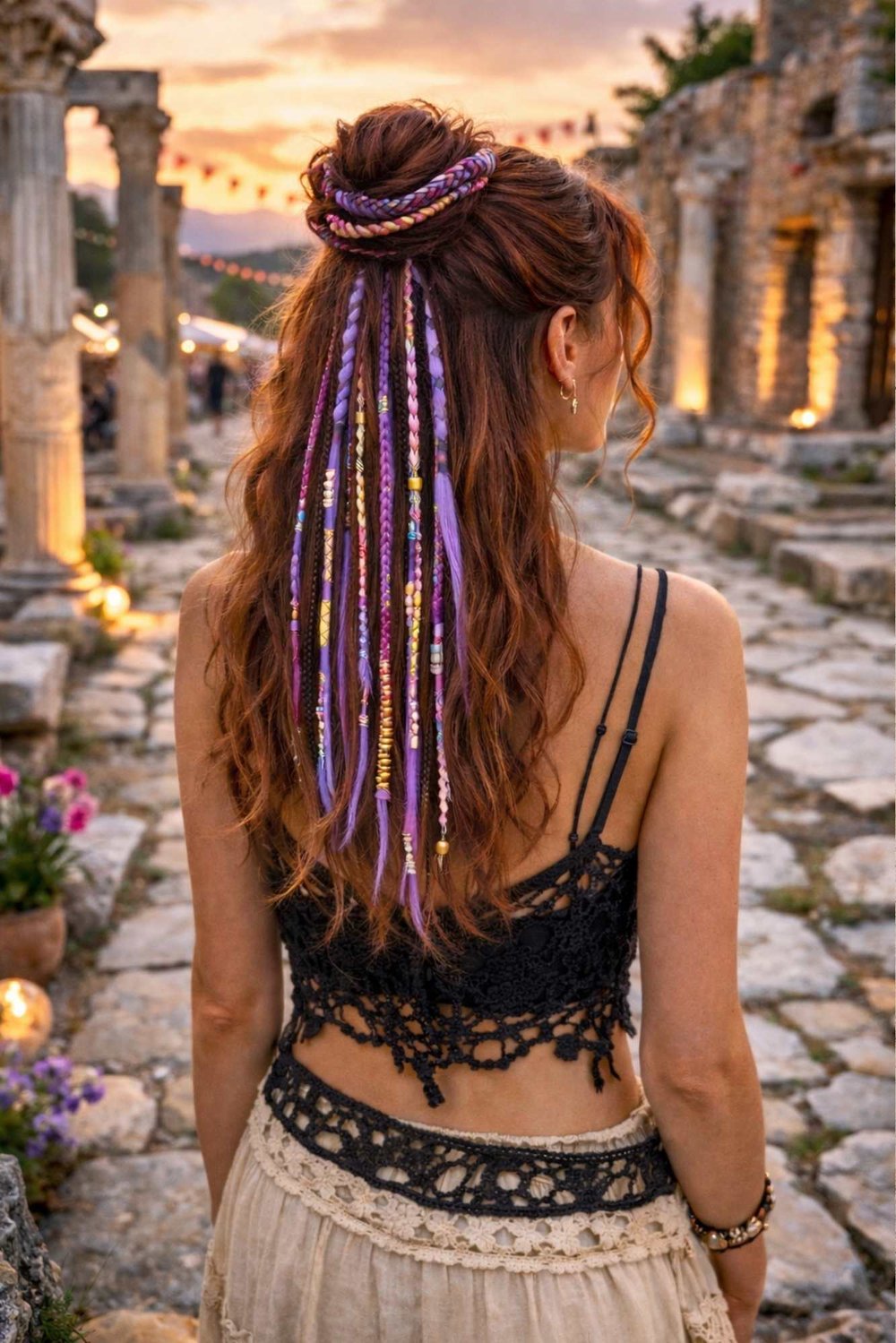 El Yapımı Afro Rasta Saç Tokası -Mor