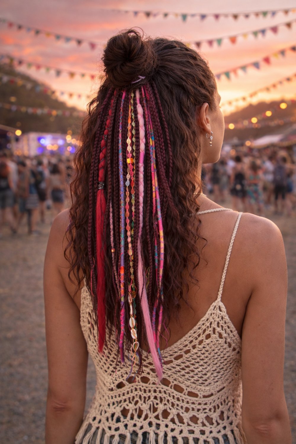 El Yapımı Afro Rasta Saç Tokası -Pembe