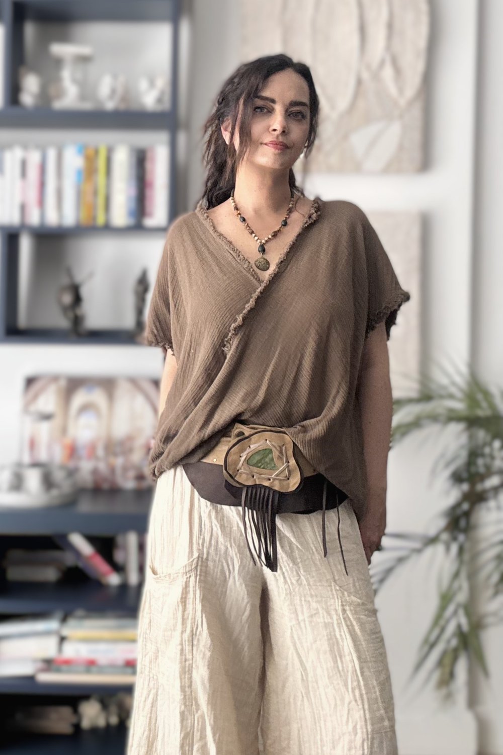 Elis Müslin Bluz - Neutral Brown Doğal Kahve