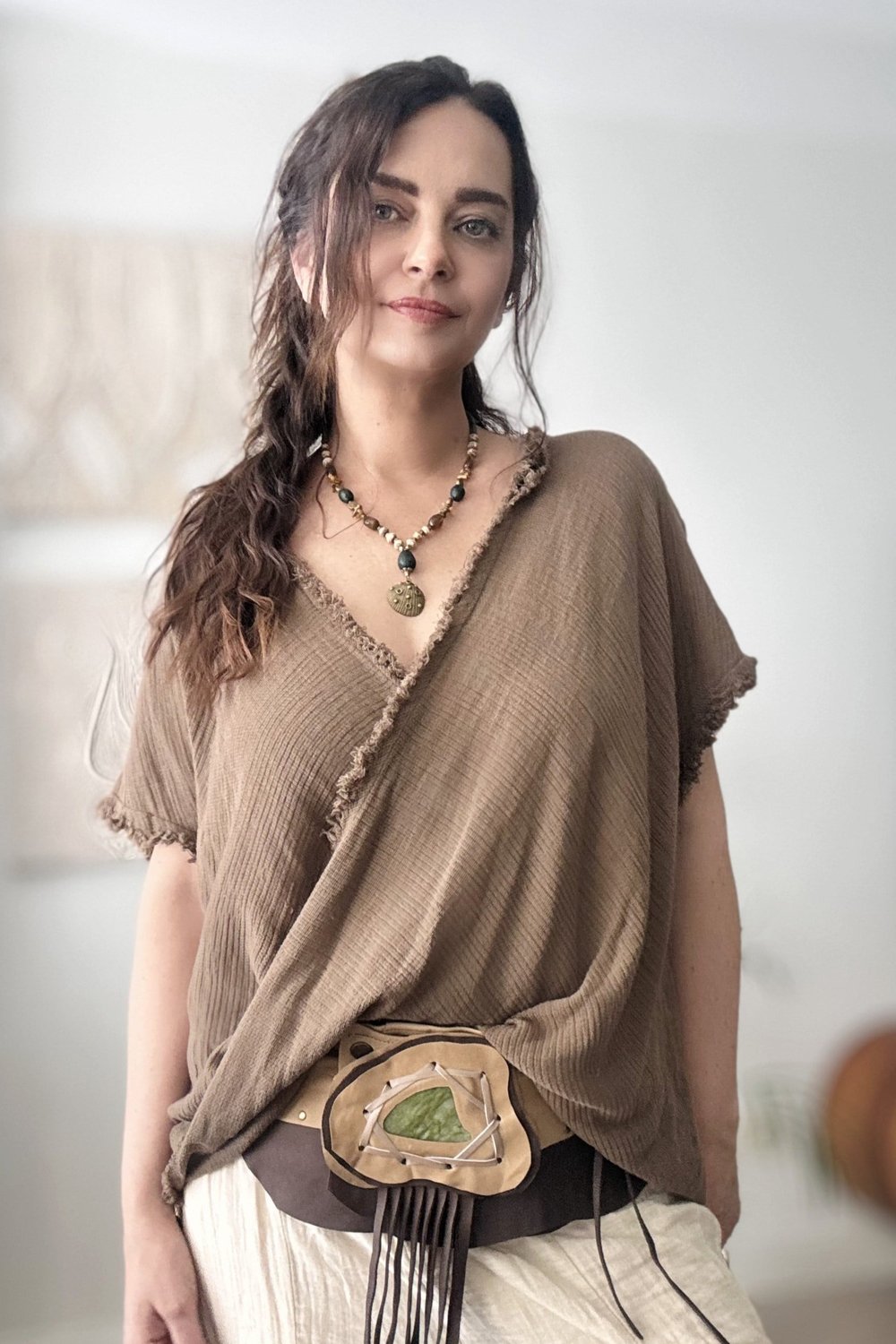 Elis Müslin Bluz - Neutral Brown Doğal Kahve