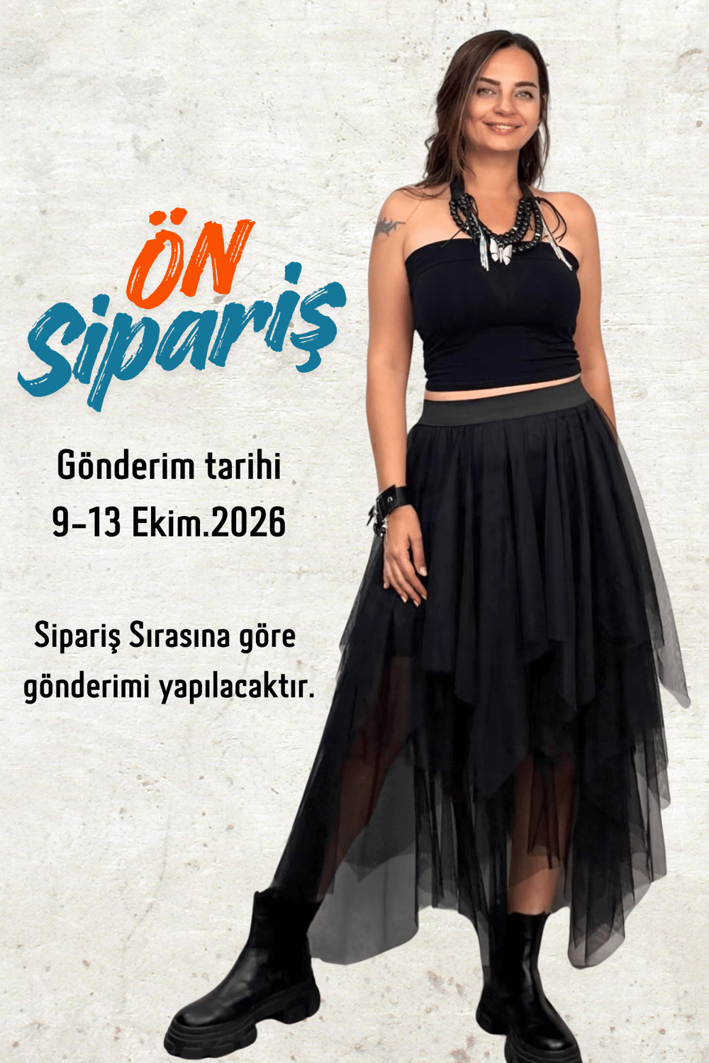 Kat Kat Tül Etek - Siyah