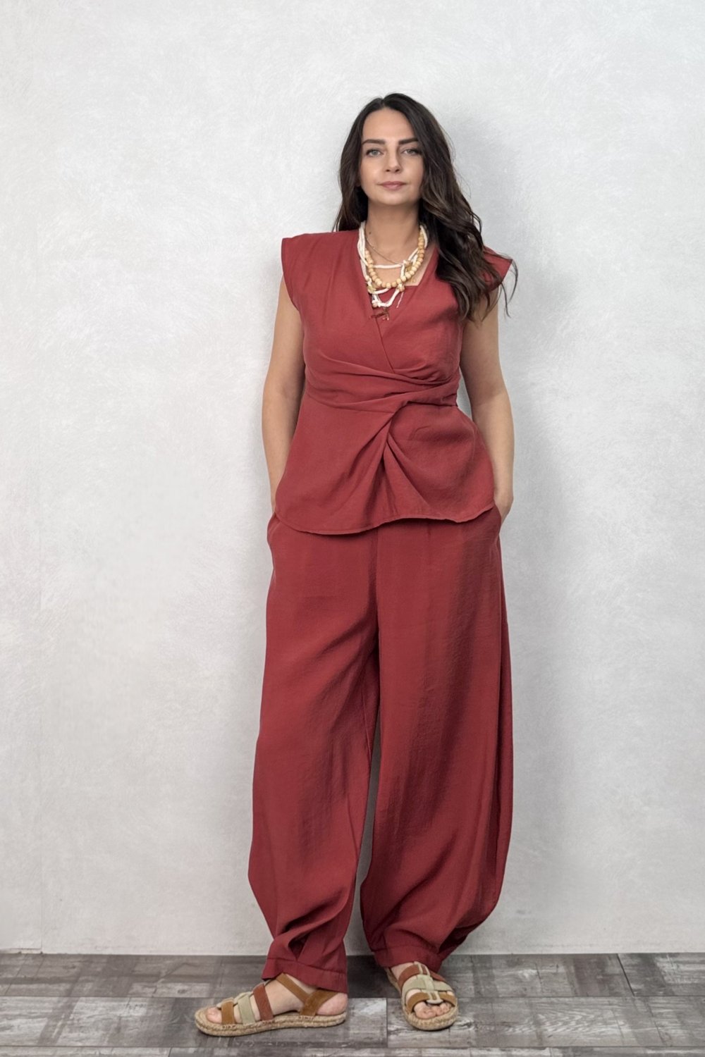 Lamante Chloe Balon Pantolon - Toprak Bordo