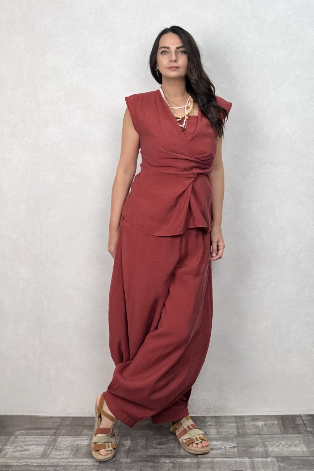 Lamante Chloe Balon Pantolon - Toprak Bordo