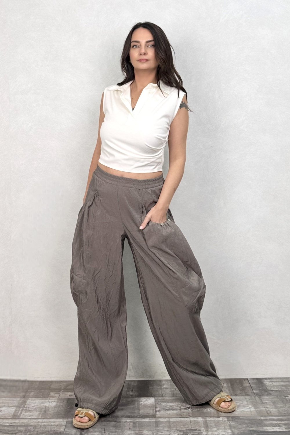 Lamante Hide Tasarım Pantolon - Vizon