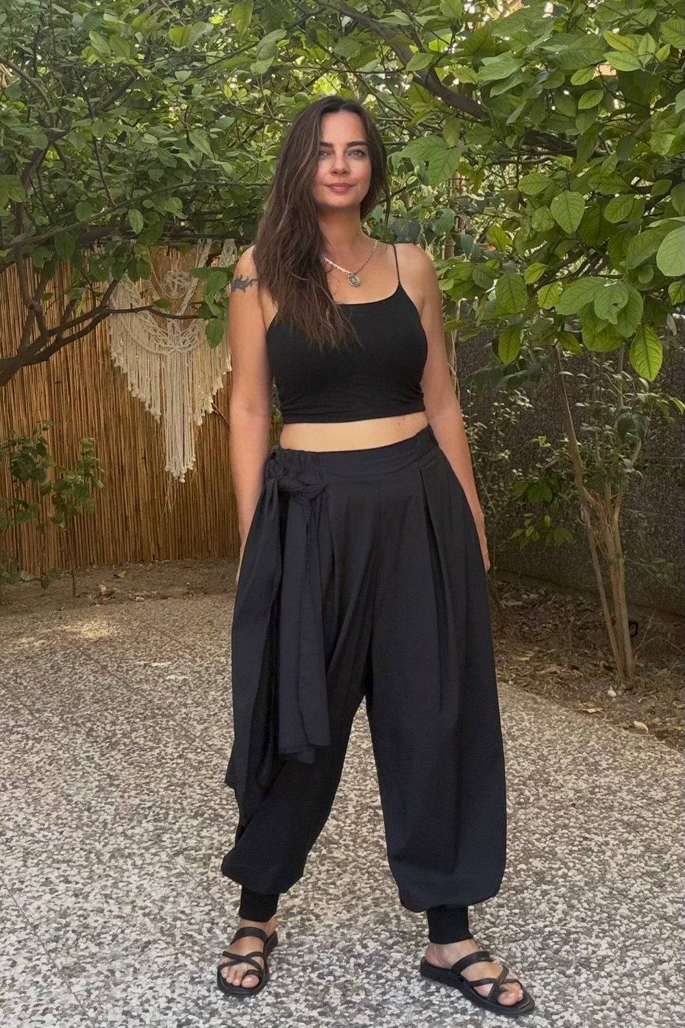 Lamante Kuşaklı Balon Pantolon - Siyah