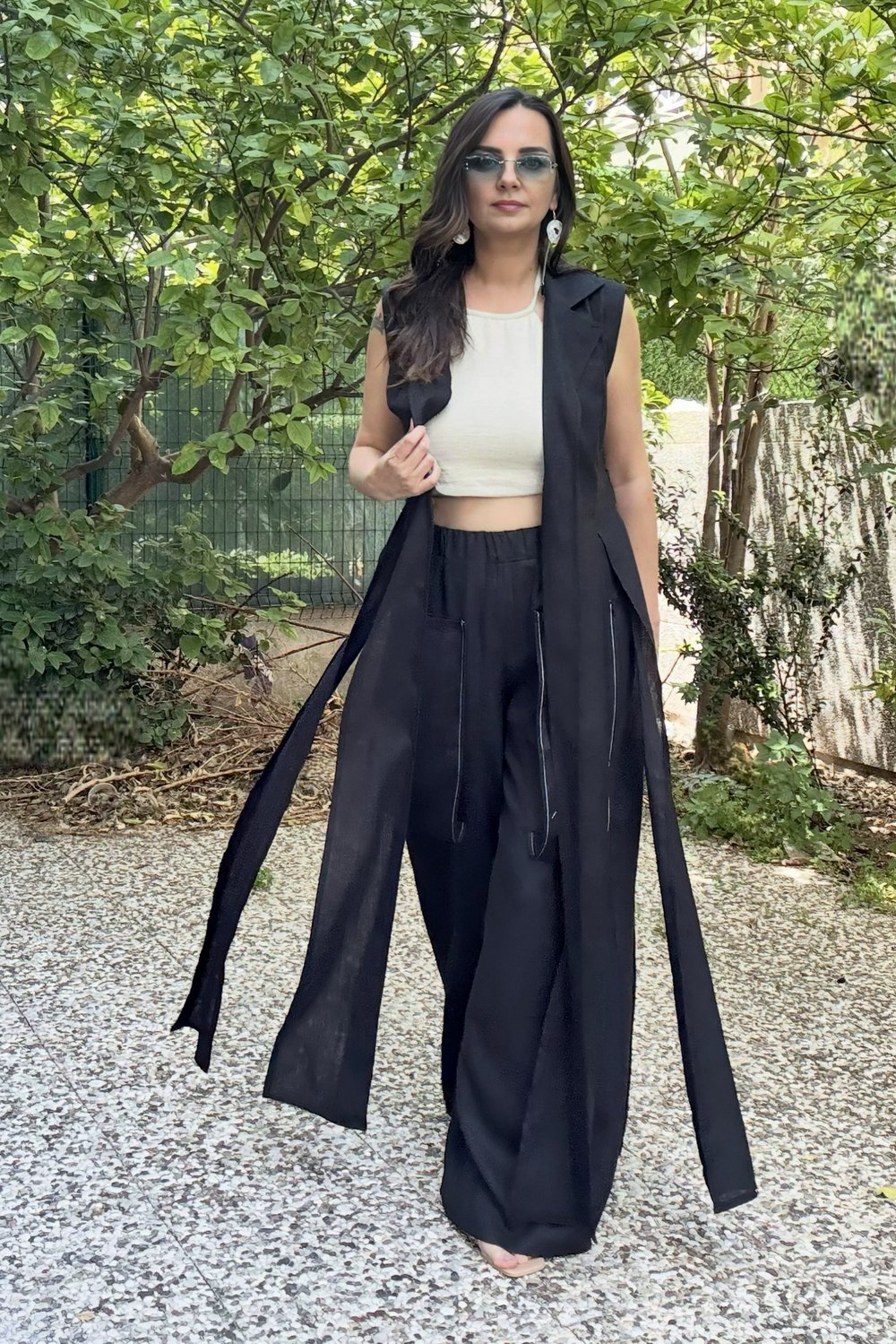 Lamante Nomad Tasarım Keten Pantolon - Siyah