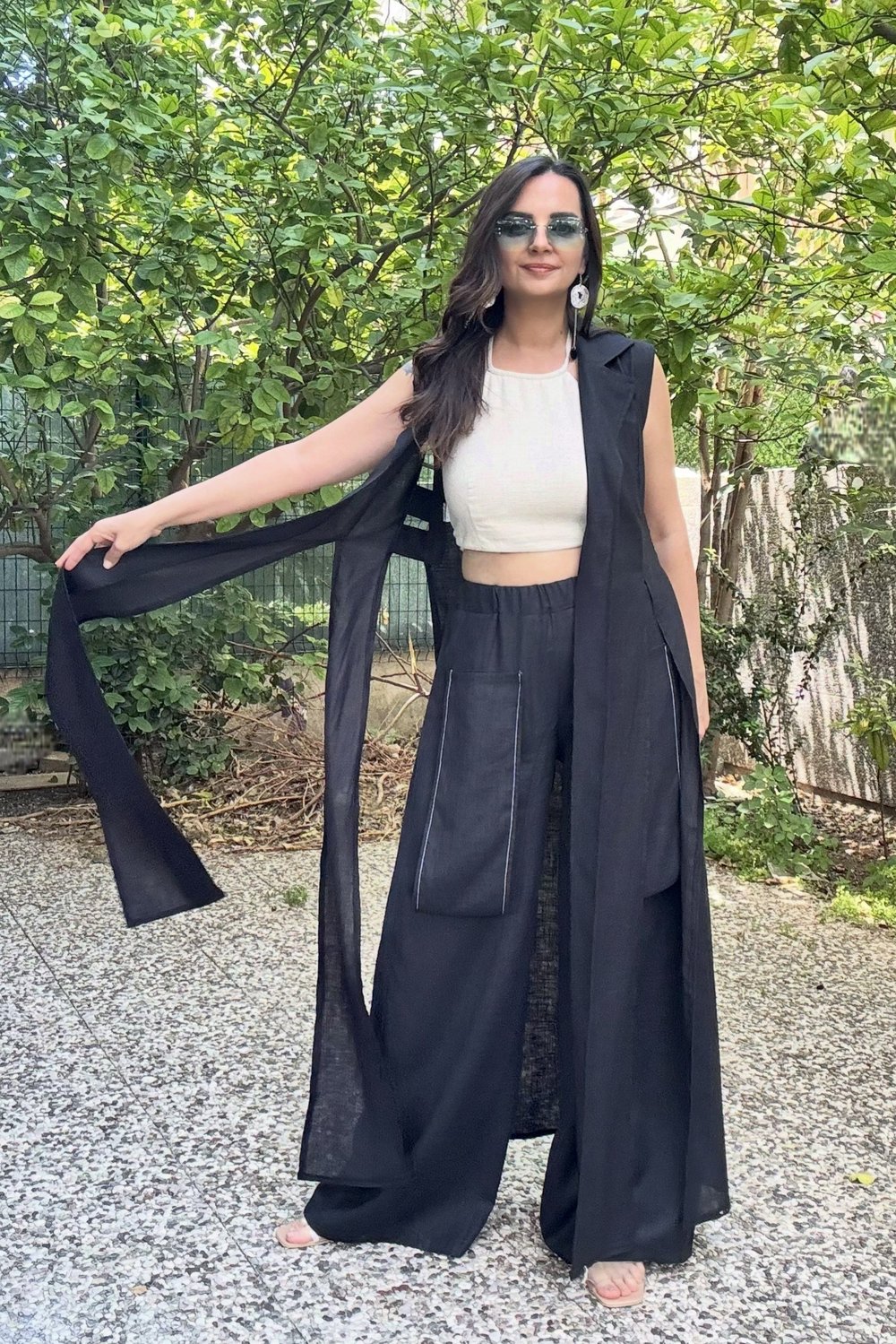 Lamante Nomad Tasarım Keten Pantolon - Siyah