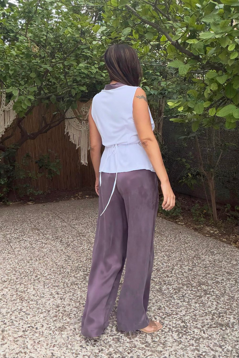 Lamante Purple İpekli Pantolon -Mürdüm