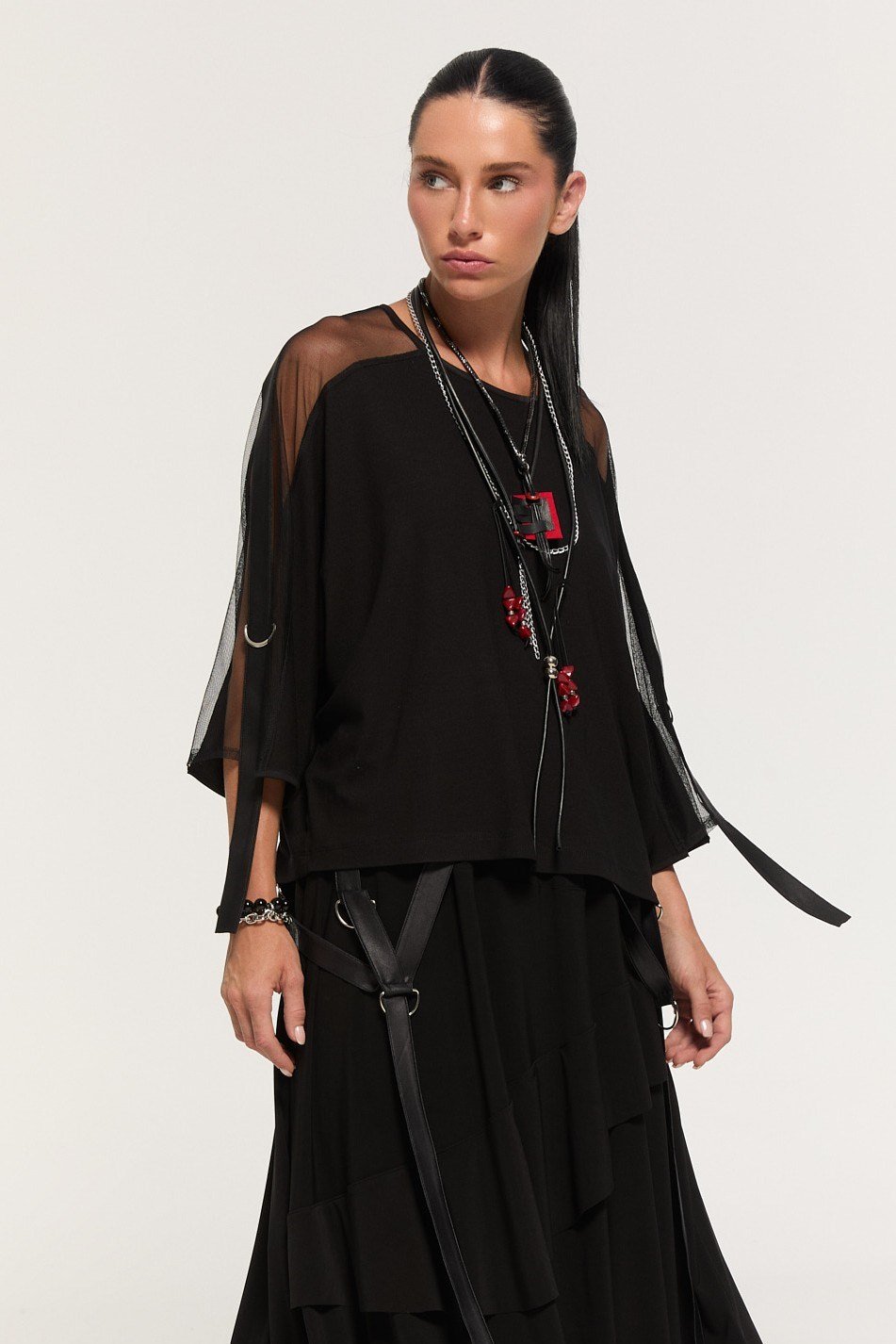 Lamante Shadow Tasarım Bluz - Siyah
