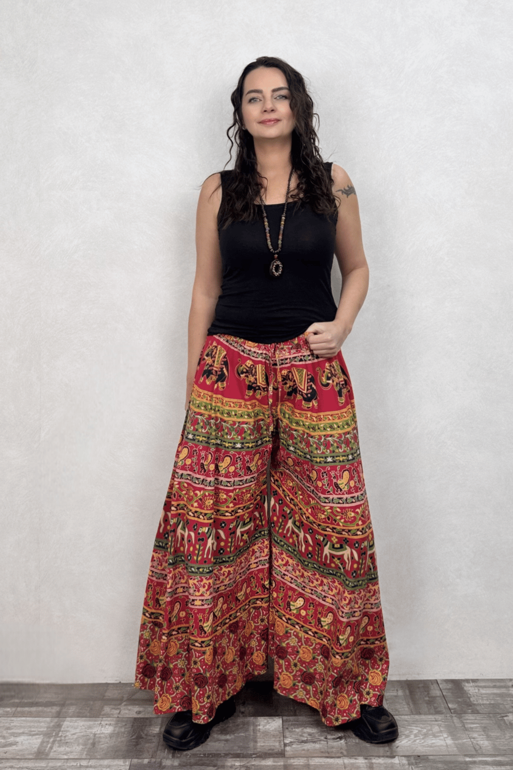 Nepal Filli Etek Pantolon - Kırmızı