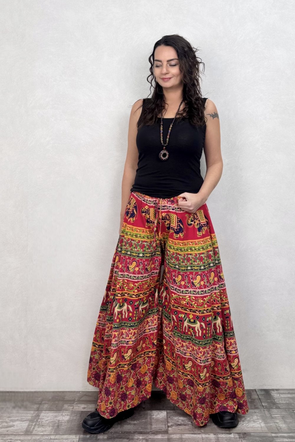 Nepal Filli Etek Pantolon - Kırmızı