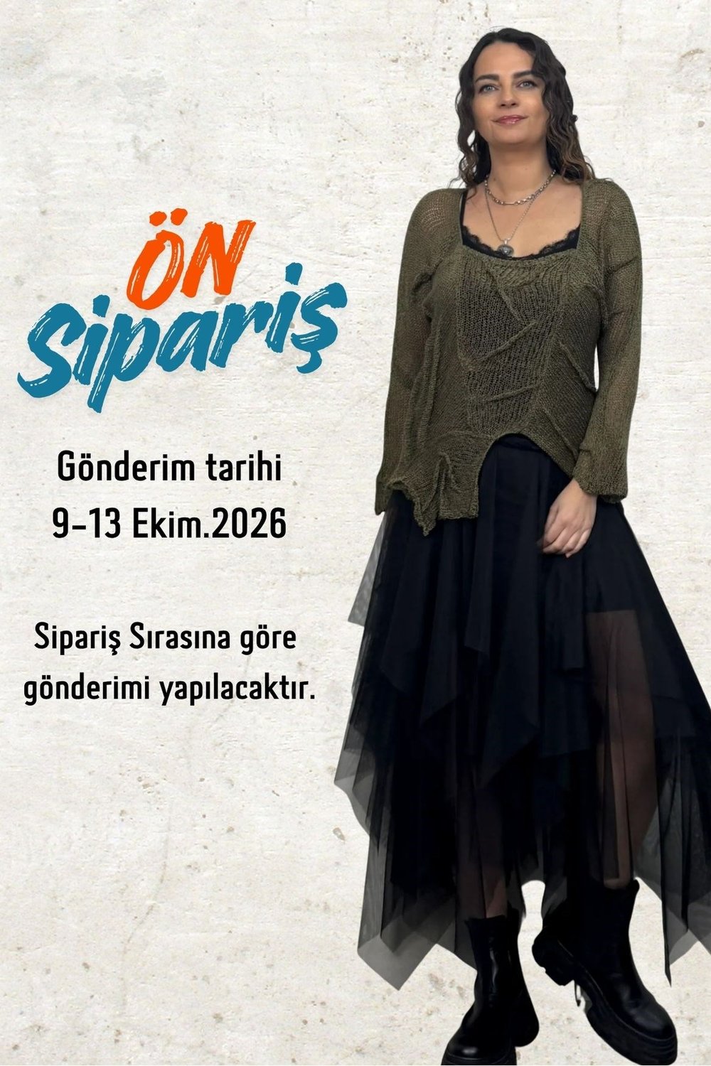 Pera Bluz ve Kat Kat Tül Etek Kombin - Haki Siyah