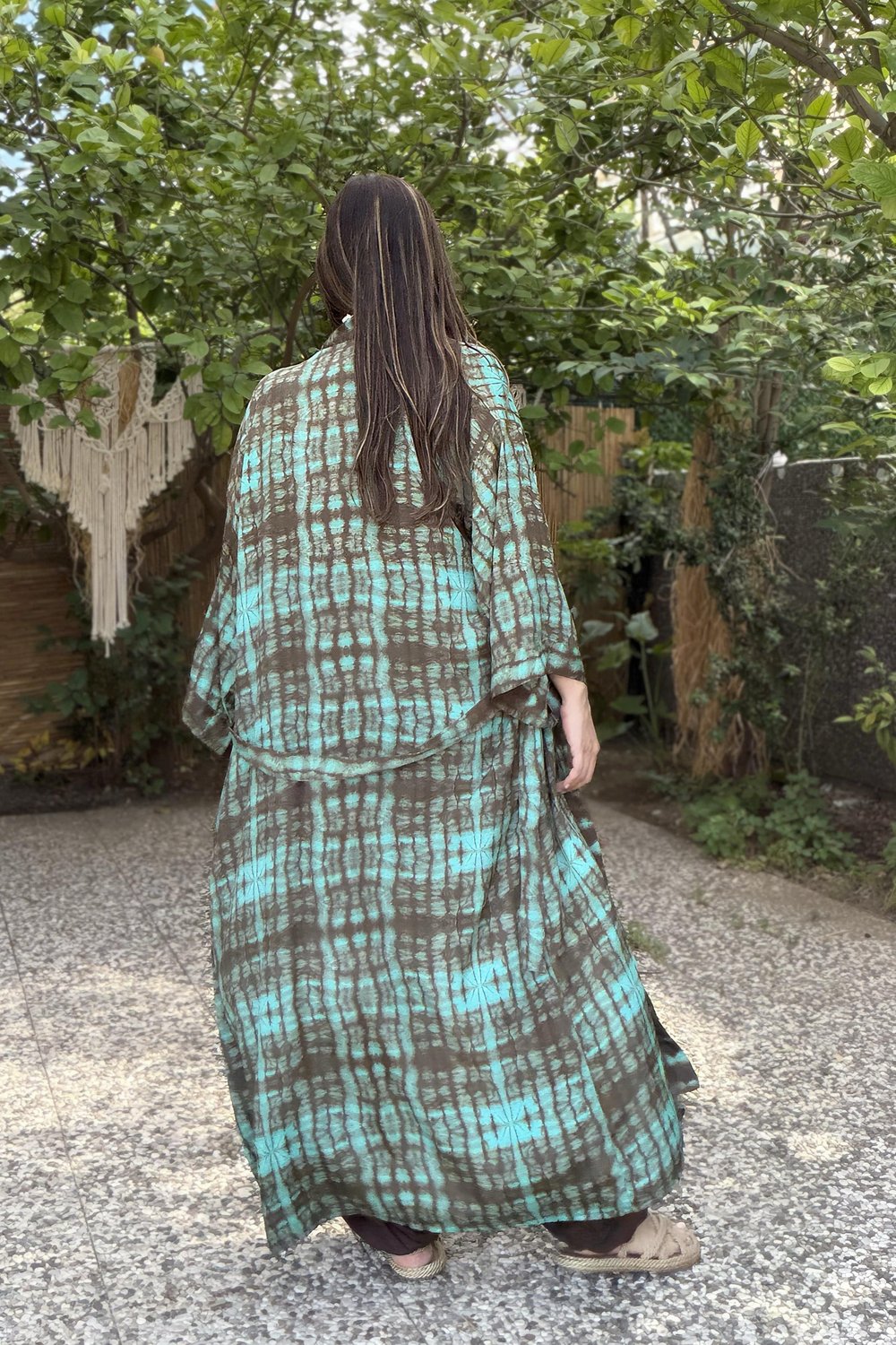 Premium İpek Kimono - Sunset Kahve Siyah