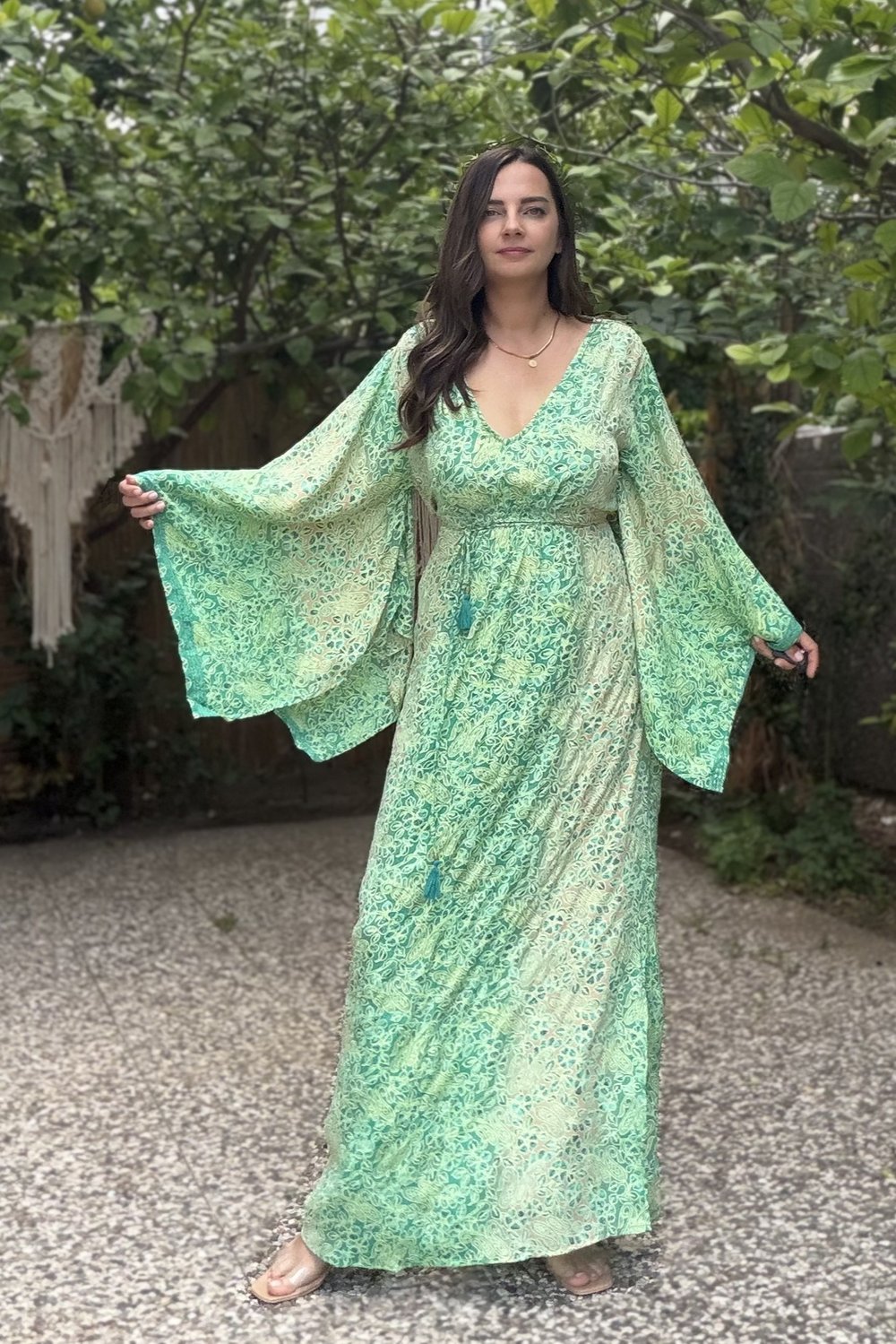 Rinaya Kimono Kol Elbise - Yeşim Yeşil