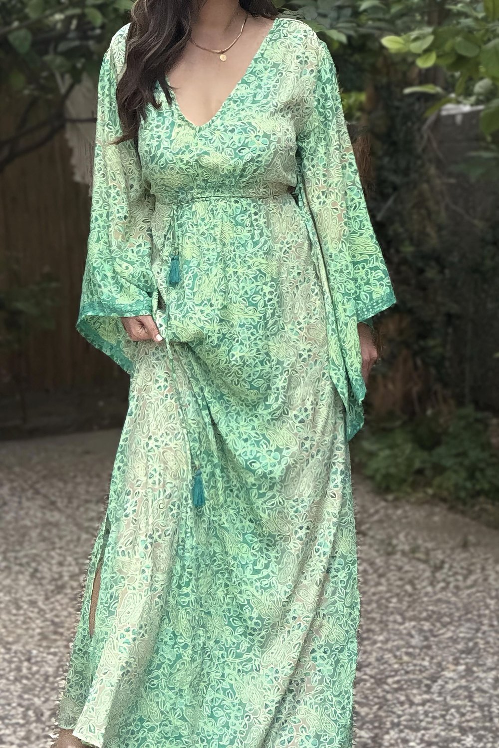 Rinaya Kimono Kol Elbise - Yeşim Yeşil