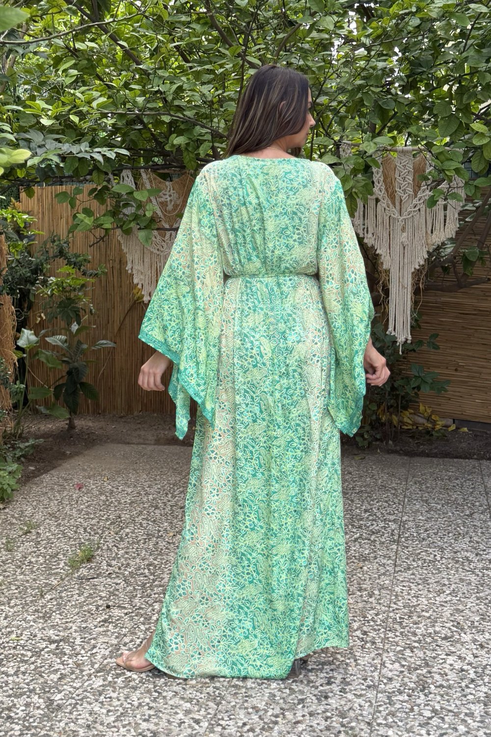 Rinaya Kimono Kol Elbise - Yeşim Yeşil