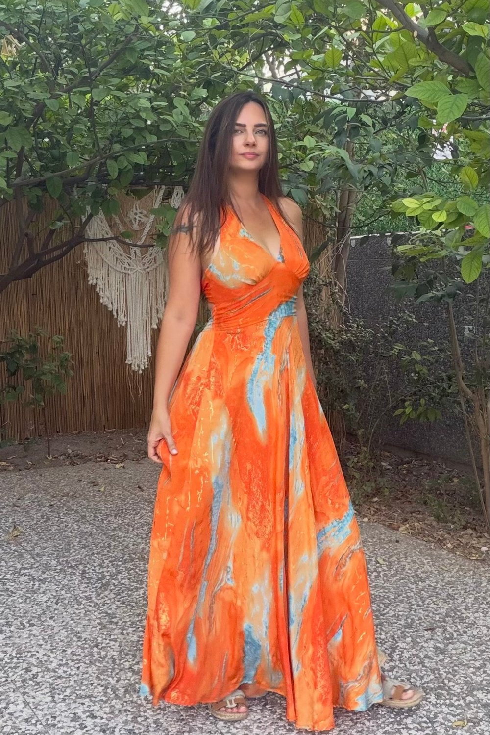 Victoria İpek Elbise - Sunset Orange