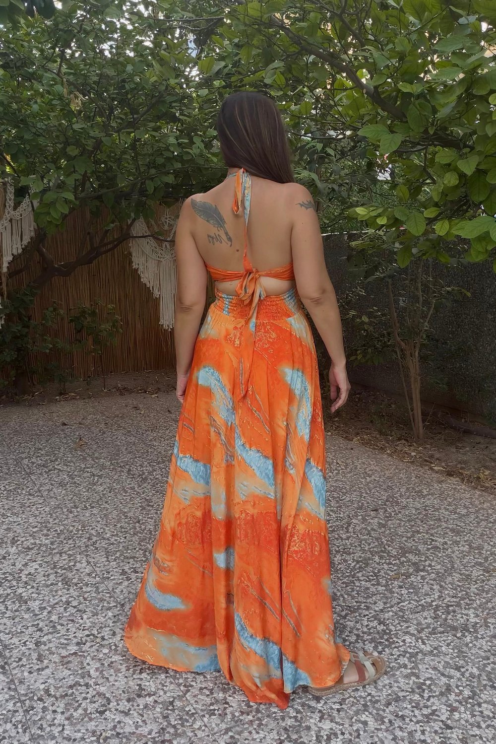 Victoria İpek Elbise - Sunset Orange