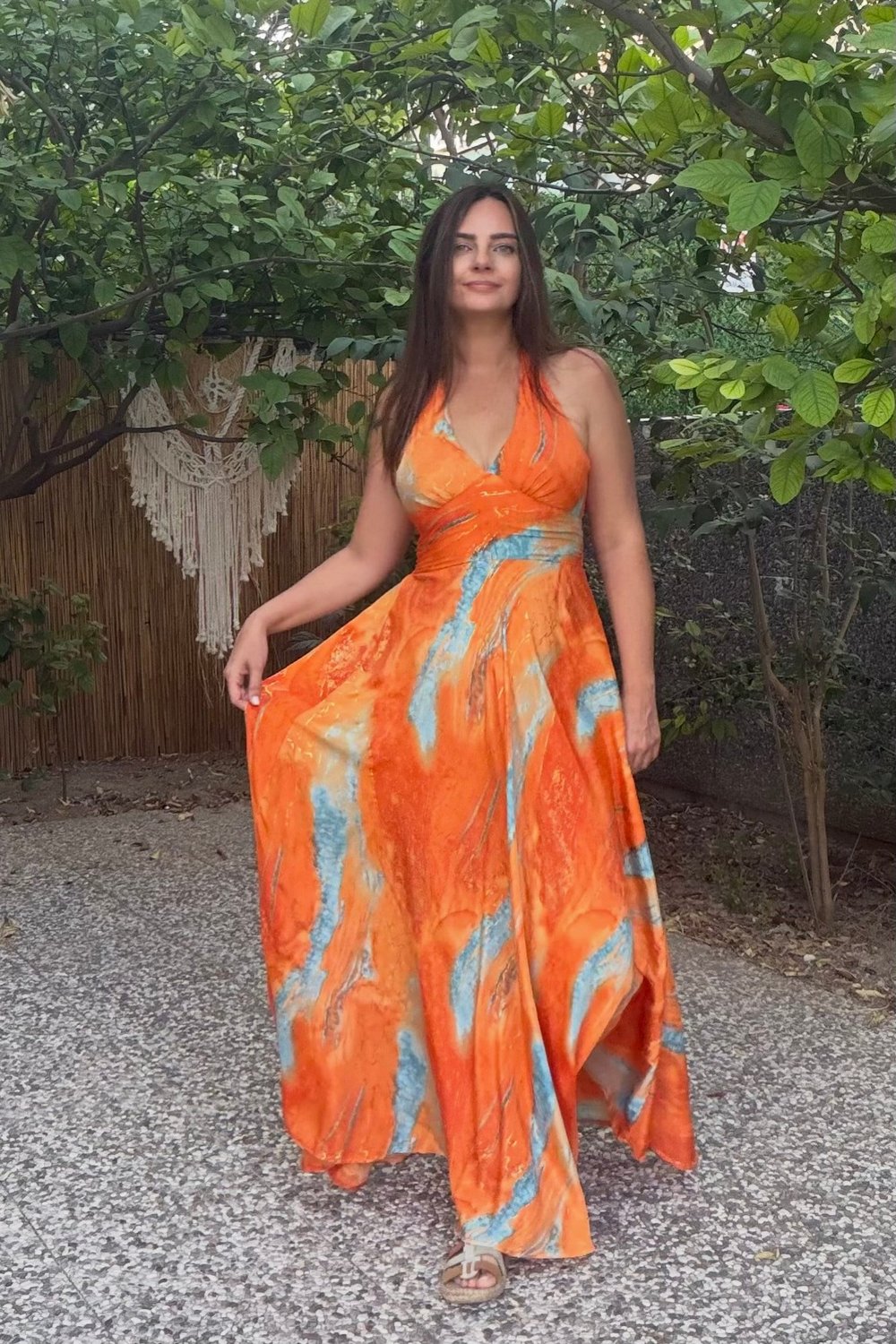 Victoria İpek Elbise - Sunset Orange