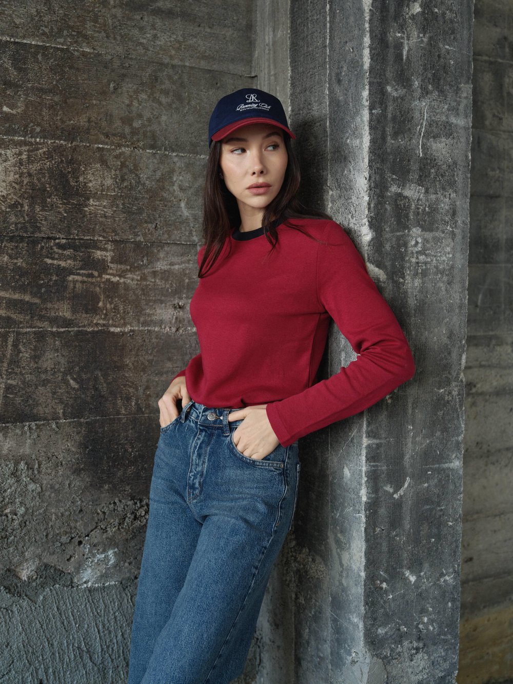 Yaka Şeritli Uzun Kol Bordo Body