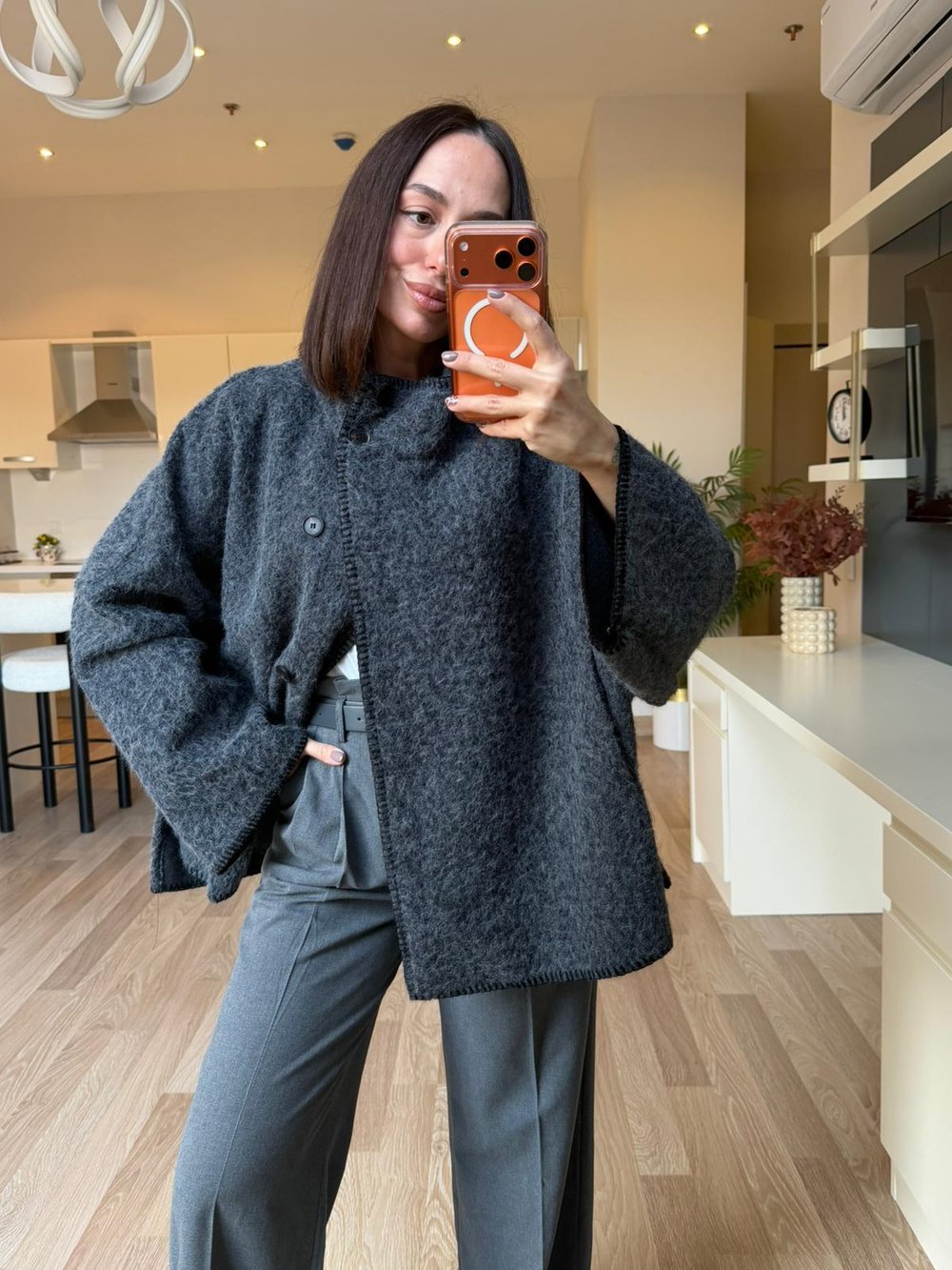 Antrasit Kıvırcık Peluş Panço